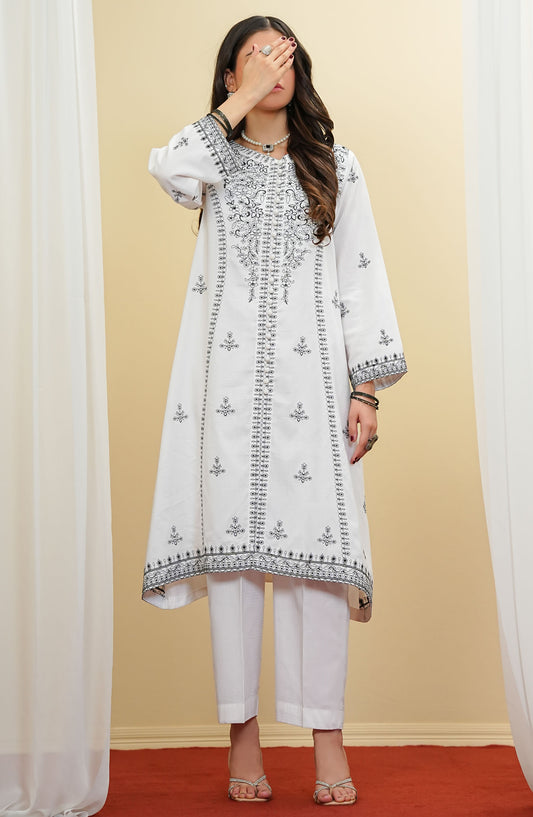 Amna Khadija Embroidered Cotton Stitched 2 Piece Suit - RTWRED-02 - AM25RTWRED - White - Summer Collection