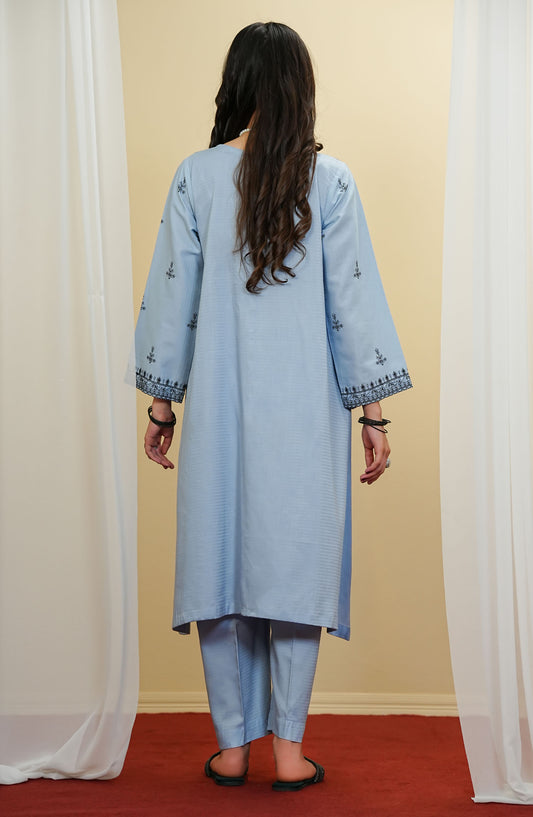 Amna Khadija Embroidered Cotton Stitched 2 Piece Suit - RTWRED-03 - AM25RTWRED - Blue - Summer Collection