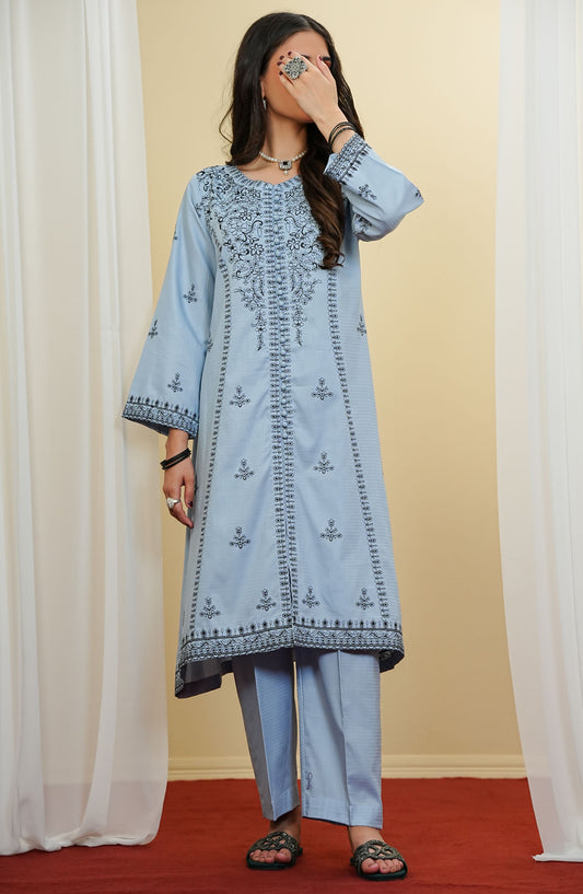 Amna Khadija Embroidered Cotton Stitched 2 Piece Suit - RTWRED-03 - AM25RTWRED - Blue - Summer Collection