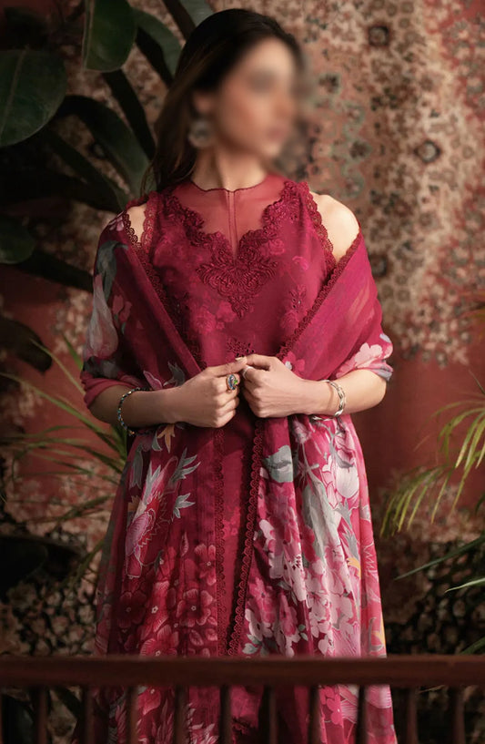 Seran Afsanah Unstitched Luxury Lawn Collection 2024 - Ruby