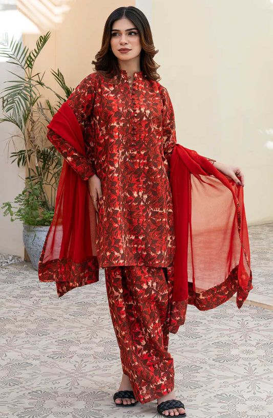 Rangeen Printed Khaddar Stitched 2 Piece - Rustic Charm - R25DW - Rust - Winter Collection