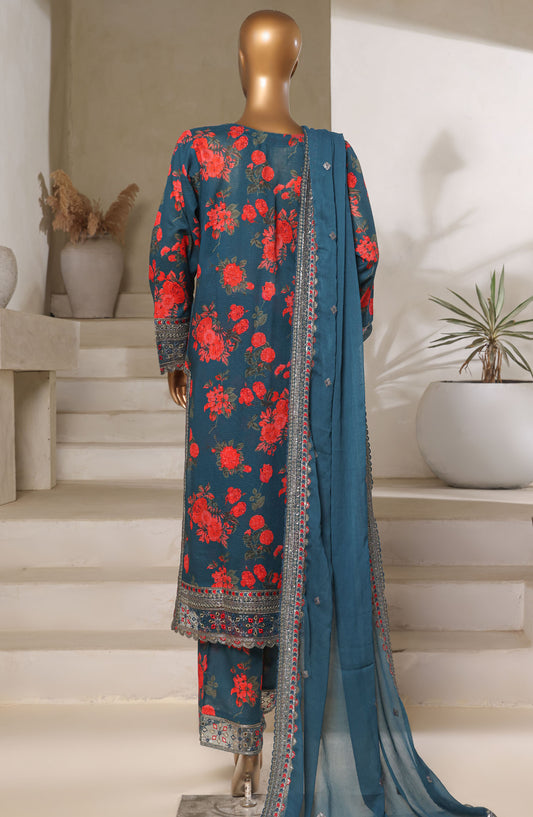 Malika by Sadabahar Embroidered Lawn Stitched 3 Piece Suit - D-06 - SBD25MEFV5 - Blue - Summer Collection