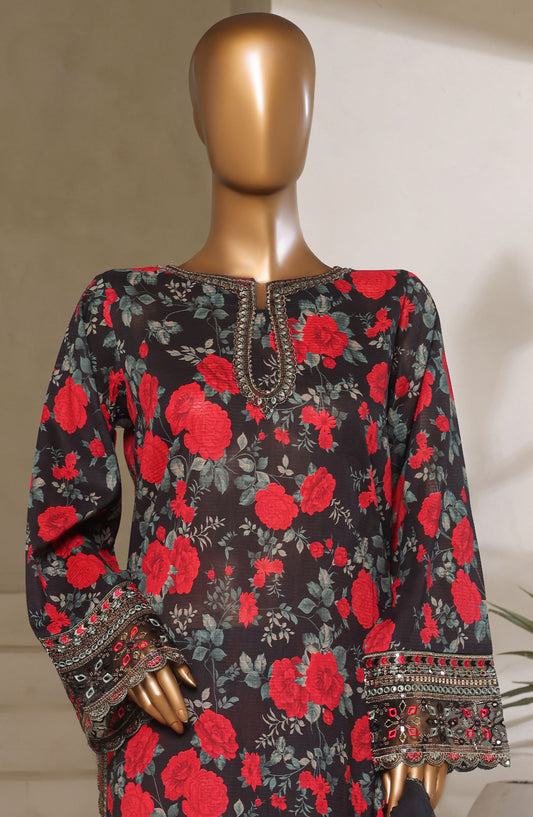 Malika by Sadabahar Embroidered Lawn Stitched 3 Piece Suit - D-04 - SBD25MEFV5 - Black - Summer Collection