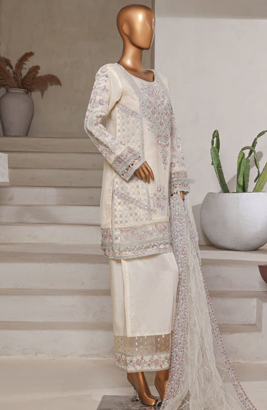 Mahpara by Sadabahar Embroidered Organza Stitched 3 Piece Suit - B-30 - SBD25MHPFV16 - White - Formal Collection