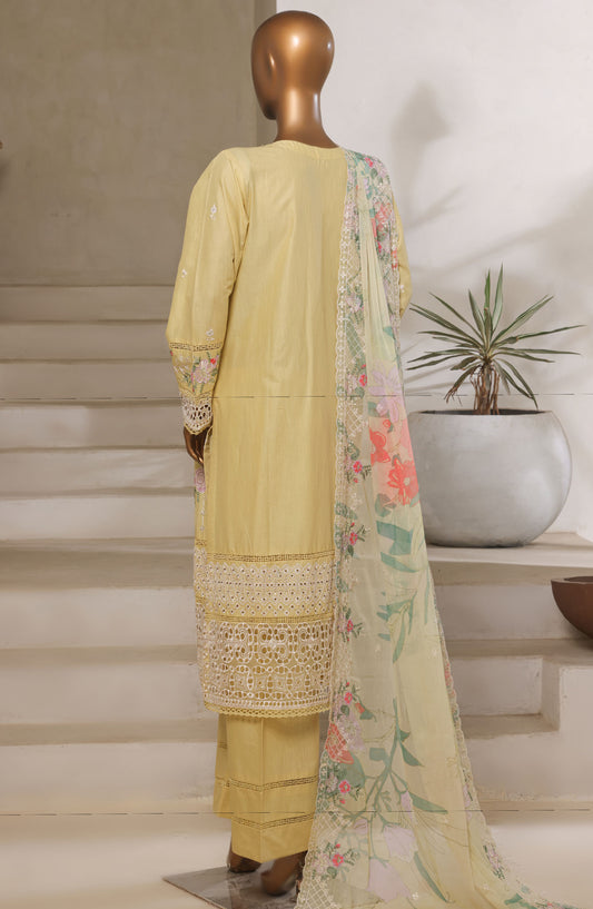 Sadabahar Embroidered Lawn Stitched 3 Piece Suit - D-02 - SBD25LESCV6 - Yellow - Summer Collection