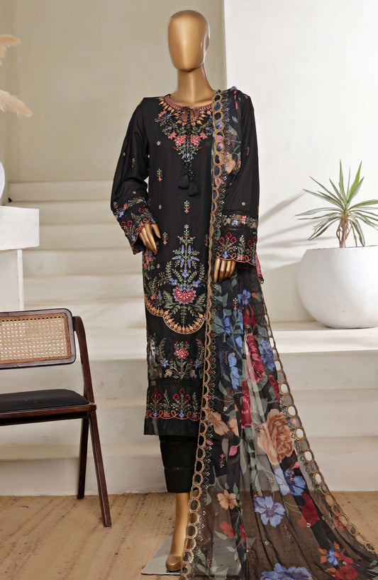 Sadabahar Embroidered Lawn Stitched 3 Piece Suit - D-04 - SBD25LESV5 - Black - Spring Collection