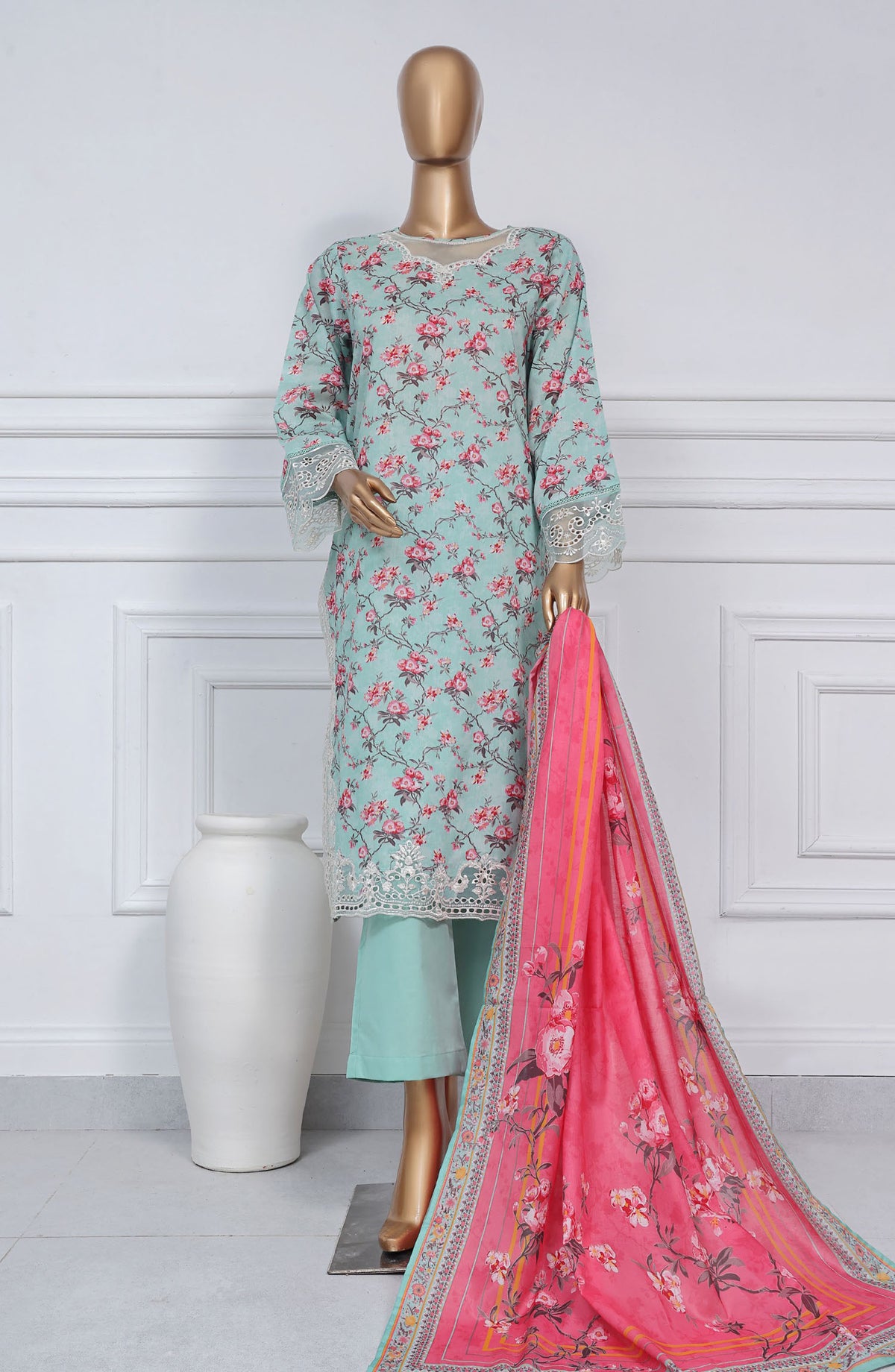 Sadabahar Embroidered Lawn Stitched 3 Piece Suit - D-04 - SBD25CWV1 - Blue - Summer Collection