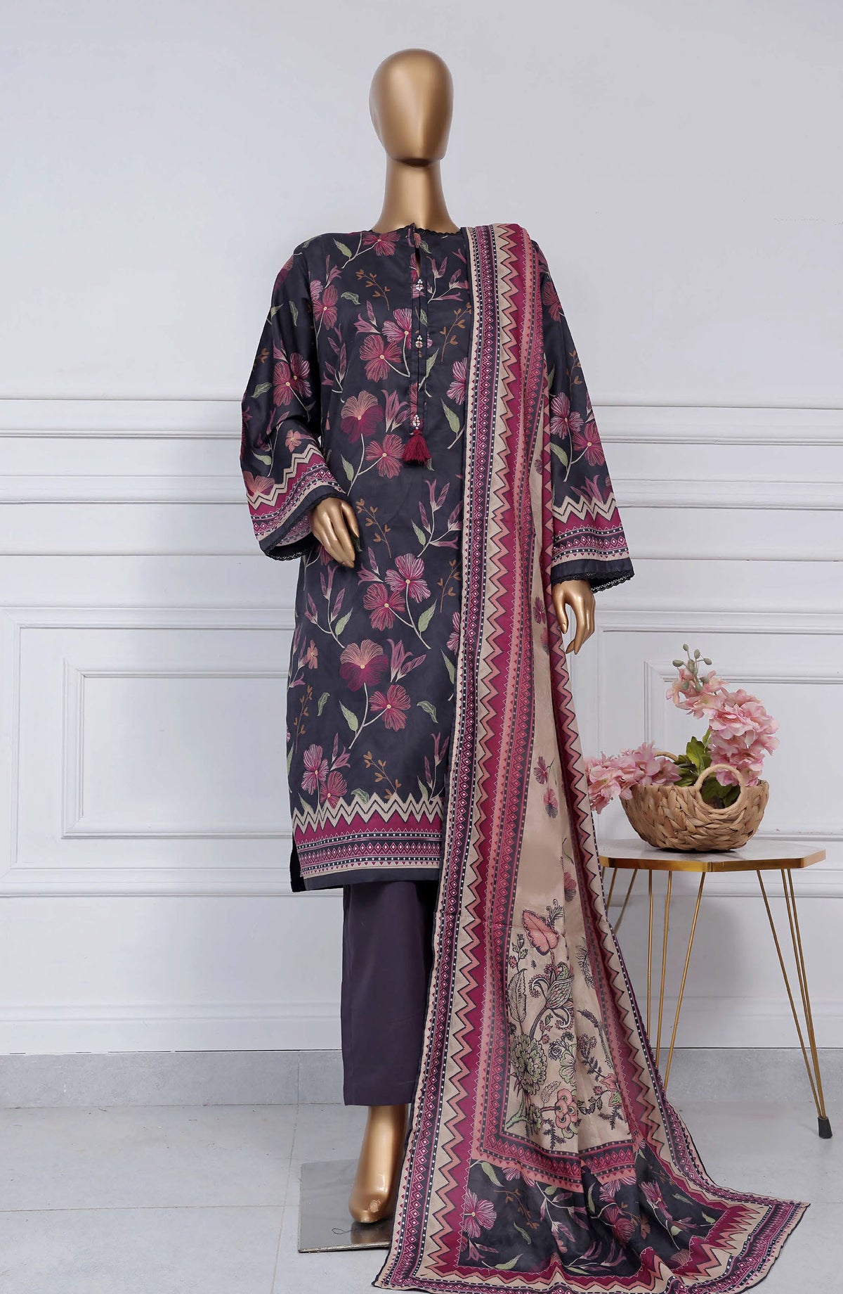 Sadabahar Printed Lawn Stitched 3 Piece Suit - D-26 - SBD25PLV2 - Purple - Summer Collection