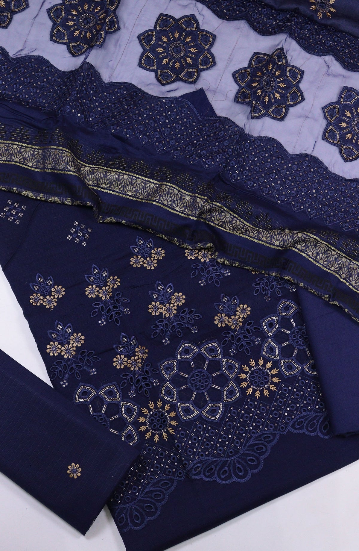 Rajpari by Amna Khadija Embroidered Lawn Unstitched 3 Piece Suit - Design-02 - AM25RPUFL - Blue - Summer Collection