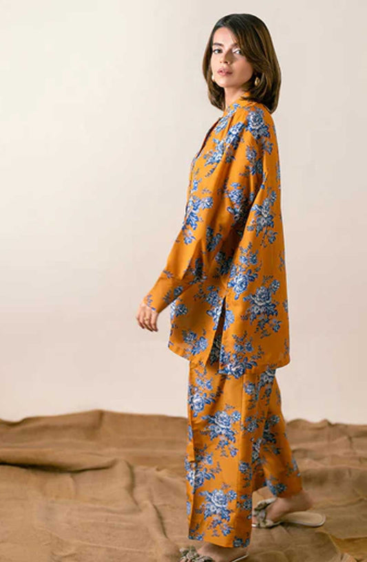 Ayla Studio Printed Poly Viscose Stitched 2 Piece - Saffron Yellow - AY25WOF - Casual Collection