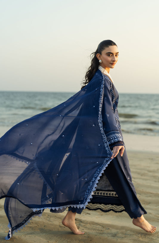 Yaarian by Sahane Embroidered Lawn Unstitched 3 Piece Suit - D-07 Sepal - SAH25YL - Blue - Summer Collection