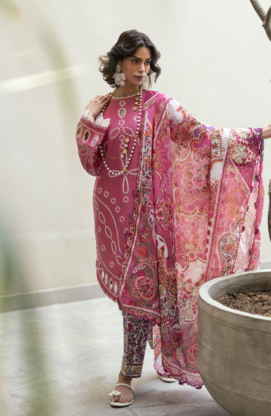 Yaarian by Sahane Embroidered Lawn Unstitched 3 Piece Suit - D-01 Zira - SAH25YL - Pink - Summer Collection