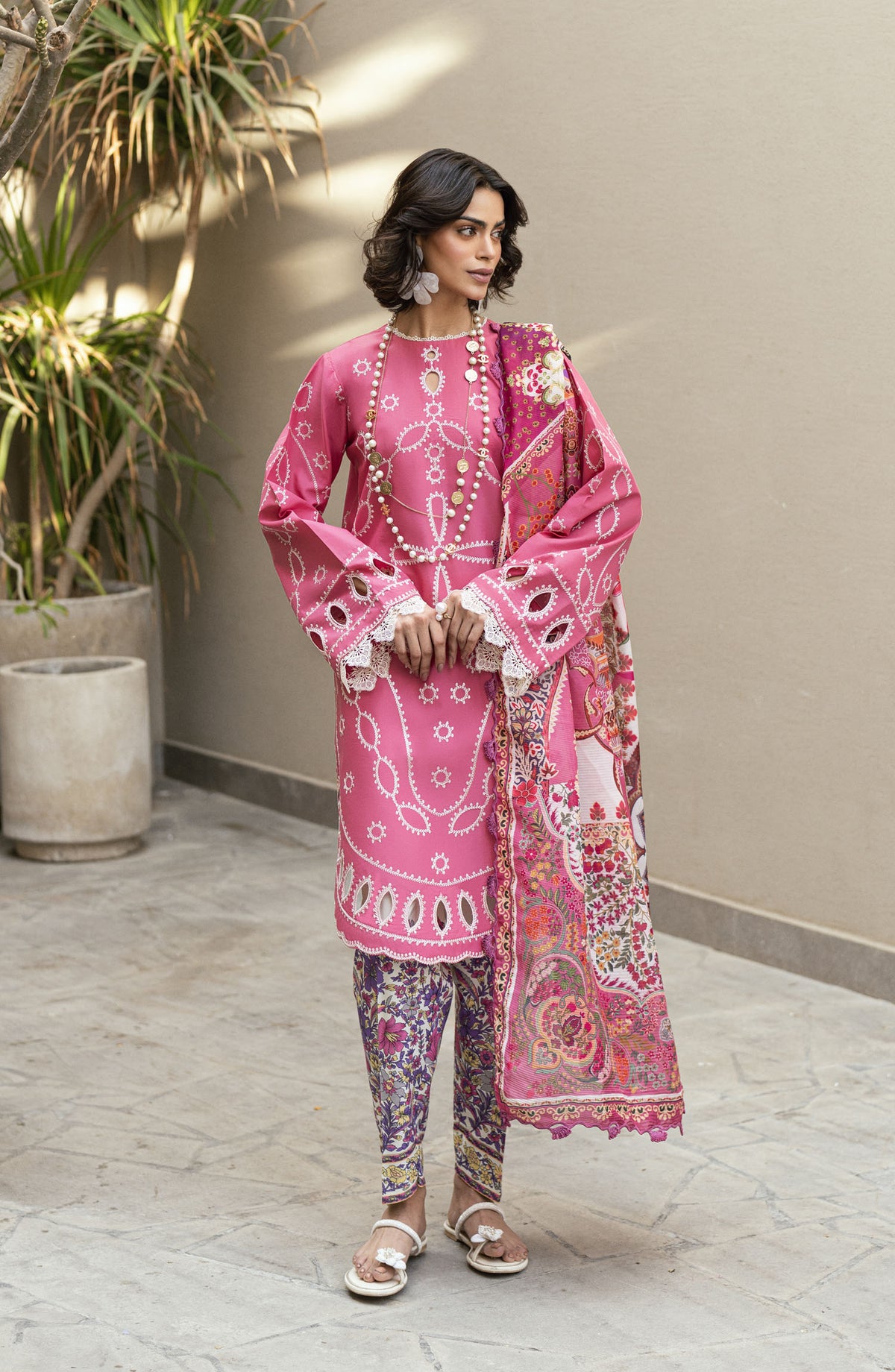 Yaarian by Sahane Embroidered Lawn Unstitched 3 Piece Suit - D-01 Zira - SAH25YL - Pink - Summer Collection