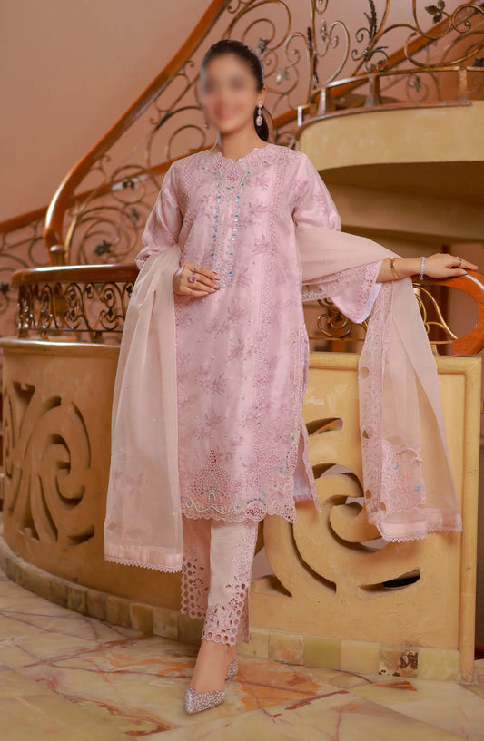 Guzel Naqsh Organza Stitched 3 Piece Collection - 02 SANDAL