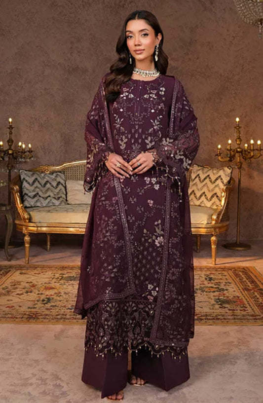 Lamisah Luxury Chiffon Unstitched Collection By Lavish Premium - Sangria
