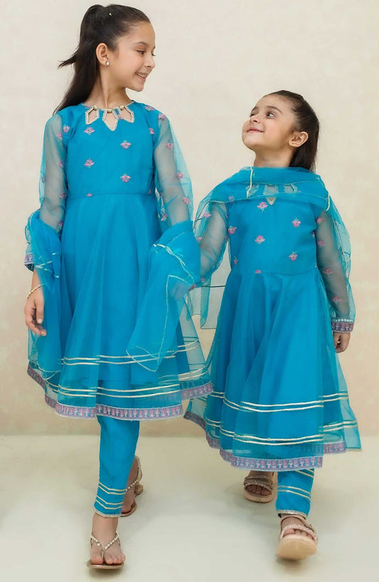Modest Embroidered Net Stitched 3 Piece - Saniya - MD25F - Festive Collection