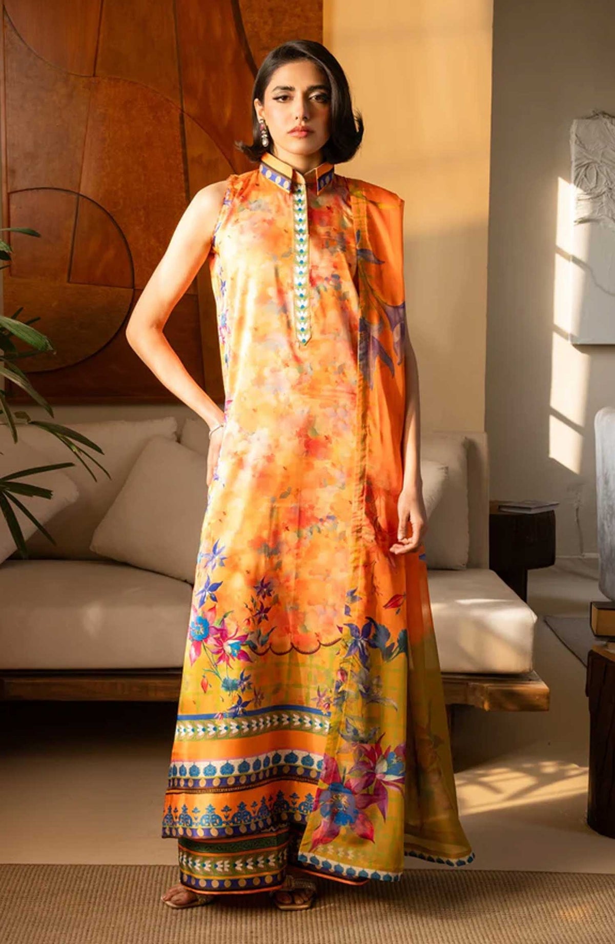 Nazm by Maryam N Maria Printed Silk Unstitched 3 Piece - SASHA - MS50460 - MNM25N - Blue - Festive Collection