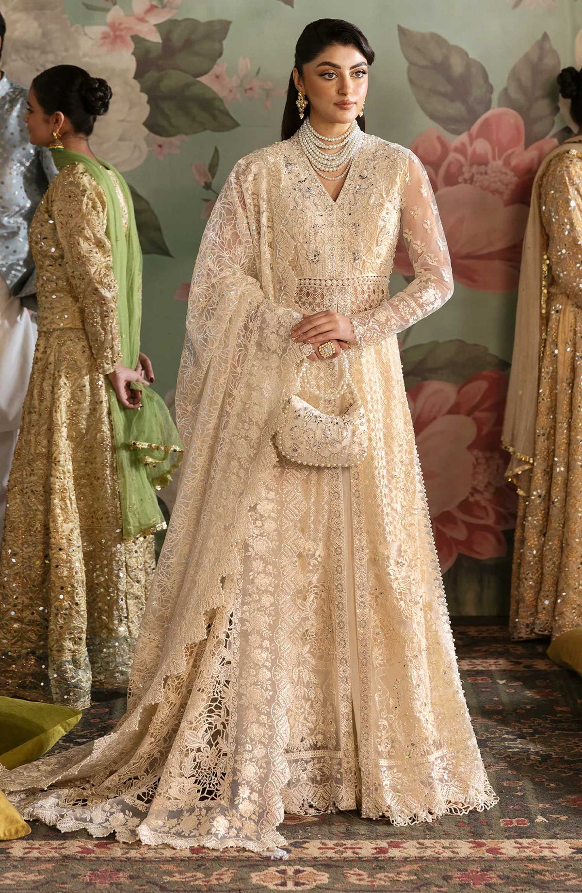 Jashn by Imrozia Embroidered Net Unstitched 3 Piece - SB-35 Parnoor - IM25J - Peach - Formal Collection