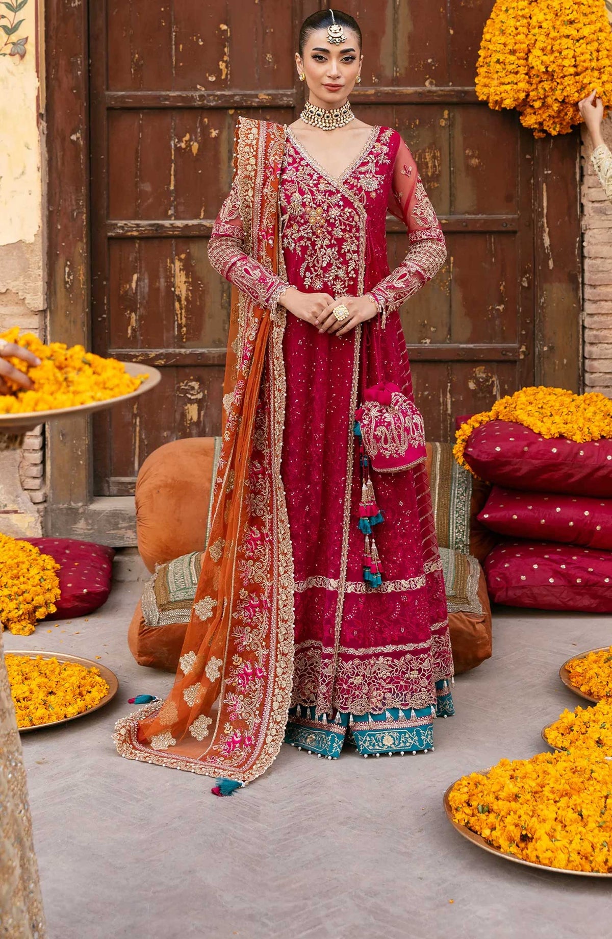 Jashn by Imrozia Embroidered Net Unstitched 3 Piece - SB-36 Janaan - IM25J - Red - Formal Collection