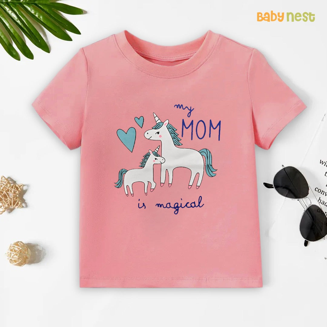 Easyclean - Water Repellent & Stain Resistant T-Shirt - SBT-360-D1 - My Mom Is Magical - Pink