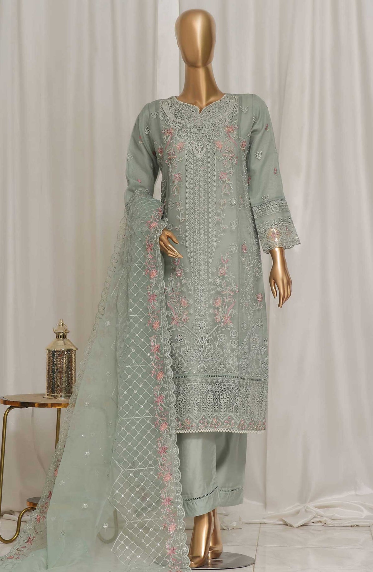 Sadabahar Embroidered Organza Suits Stitched 3 Piece SD 4 B Blue Festive Collection