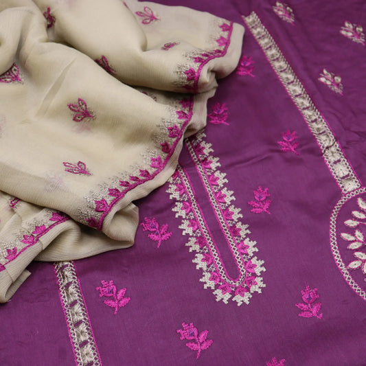 Sarang Exclusive Embroidered Viscose Collection With Chiffon Dupatta - SEEVC 04