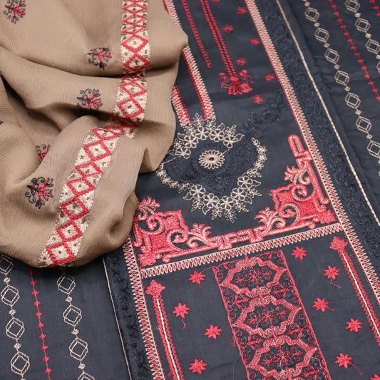 Sarang Exclusive Embroidered Viscose Collection With Chiffon Dupatta - SEEVC 05