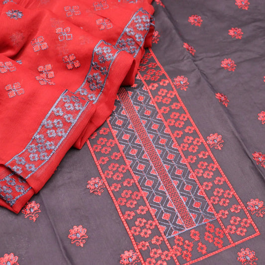 Sarang Exclusive Embroidered Viscose Collection With Chiffon Dupatta - SEEVC 07
