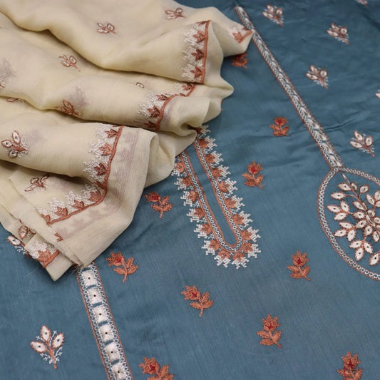 Sarang Exclusive Embroidered Viscose Collection With Chiffon Dupatta - SEEVC 10