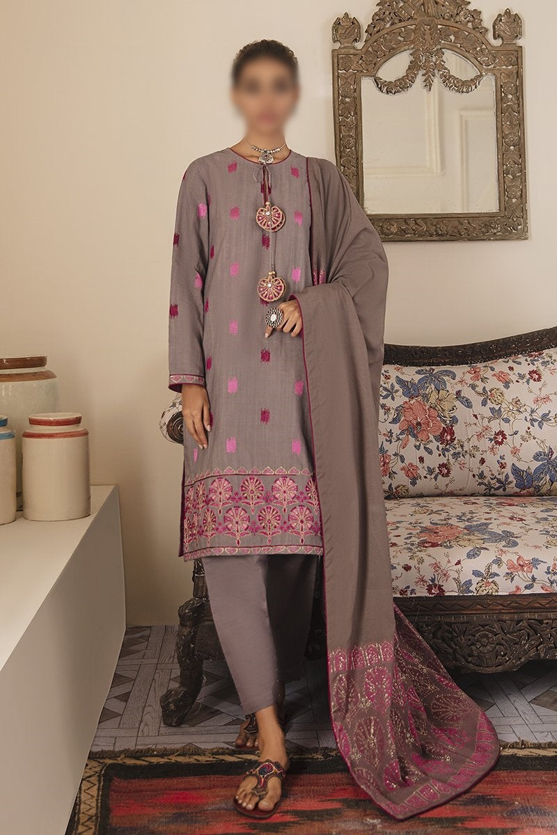 Manzil - Khaddar and Linen Unstitched Collection D- SERE GULL