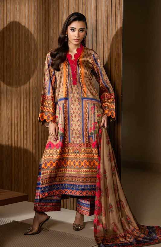 Nazm by Maryam N Maria Printed Silk Unstitched 3 Piece - SERENA - MS50467 - MNM25N - Brown - Festive Collection