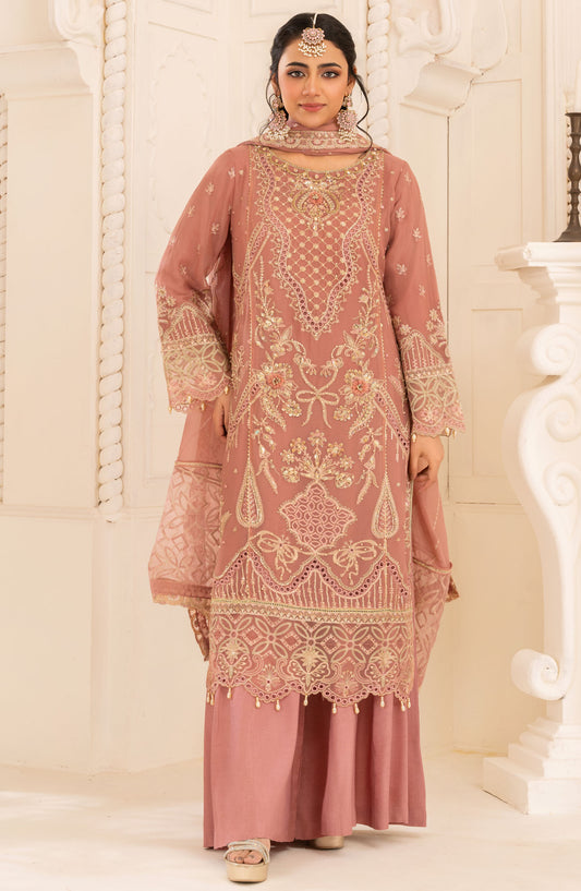 Aaraish by Diara Embroidered Chiffon Stitched 3 Piece Suit - SF-12 MAHV - DC25AA - Pink - Formal Collection