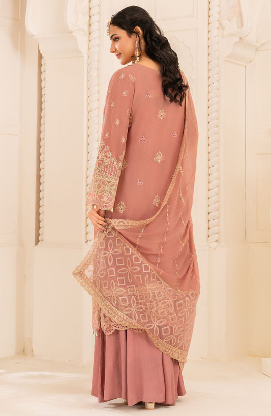 Aaraish by Diara Embroidered Chiffon Stitched 3 Piece Suit - SF-12 MAHV - DC25AA - Pink - Formal Collection