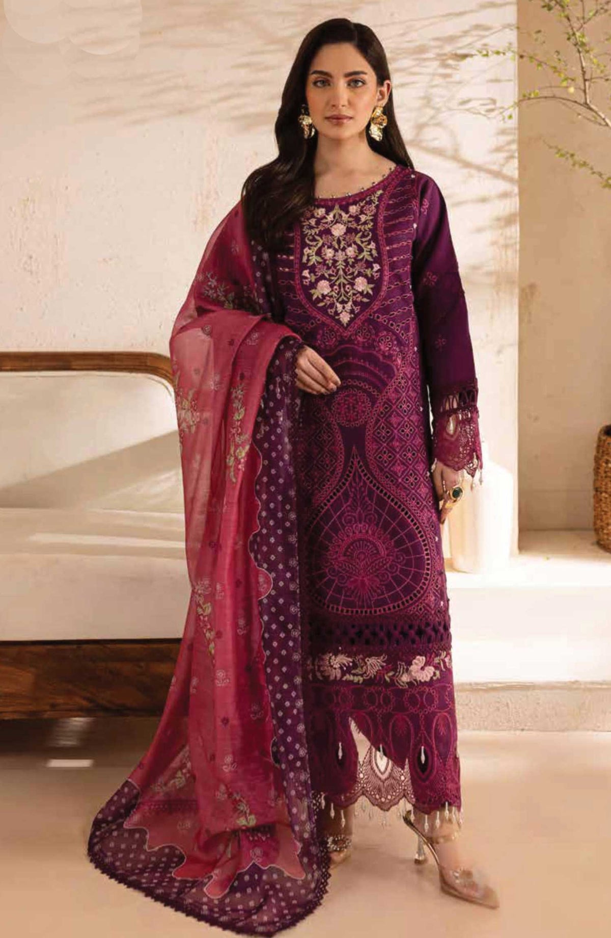 Parishay Embroidered Lawn Unstitched 3 Piece - SG-03 - P25SG - Purple - Summer Collection