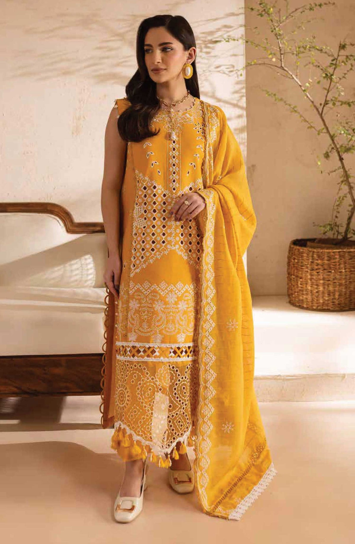Parishay Embroidered Lawn Unstitched 3 Piece - SG-13 - P25SG - Yellow - Summer Collection