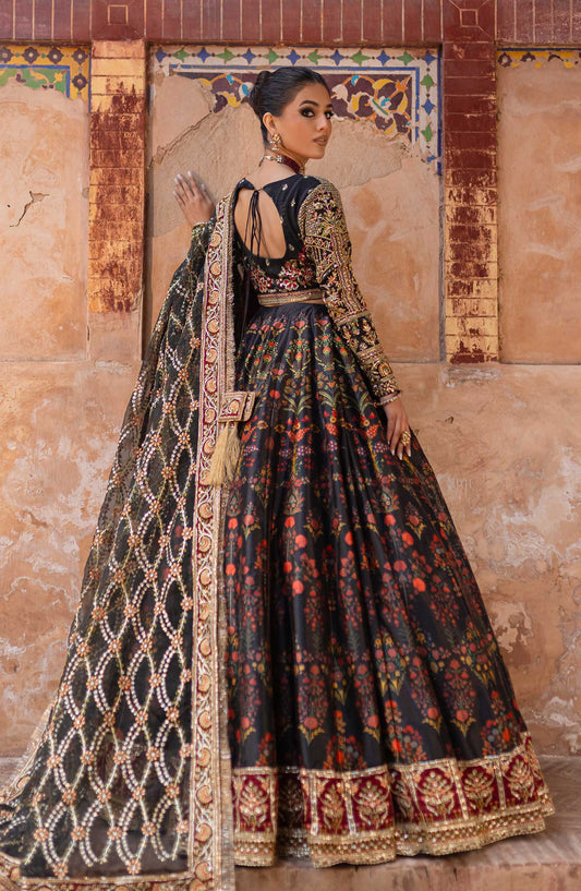 Khwabedah By Maria Osama Khan Embroidered Unstitched 3 Piece - Shab e Posh - MOK25K - Black - Wedding Collection