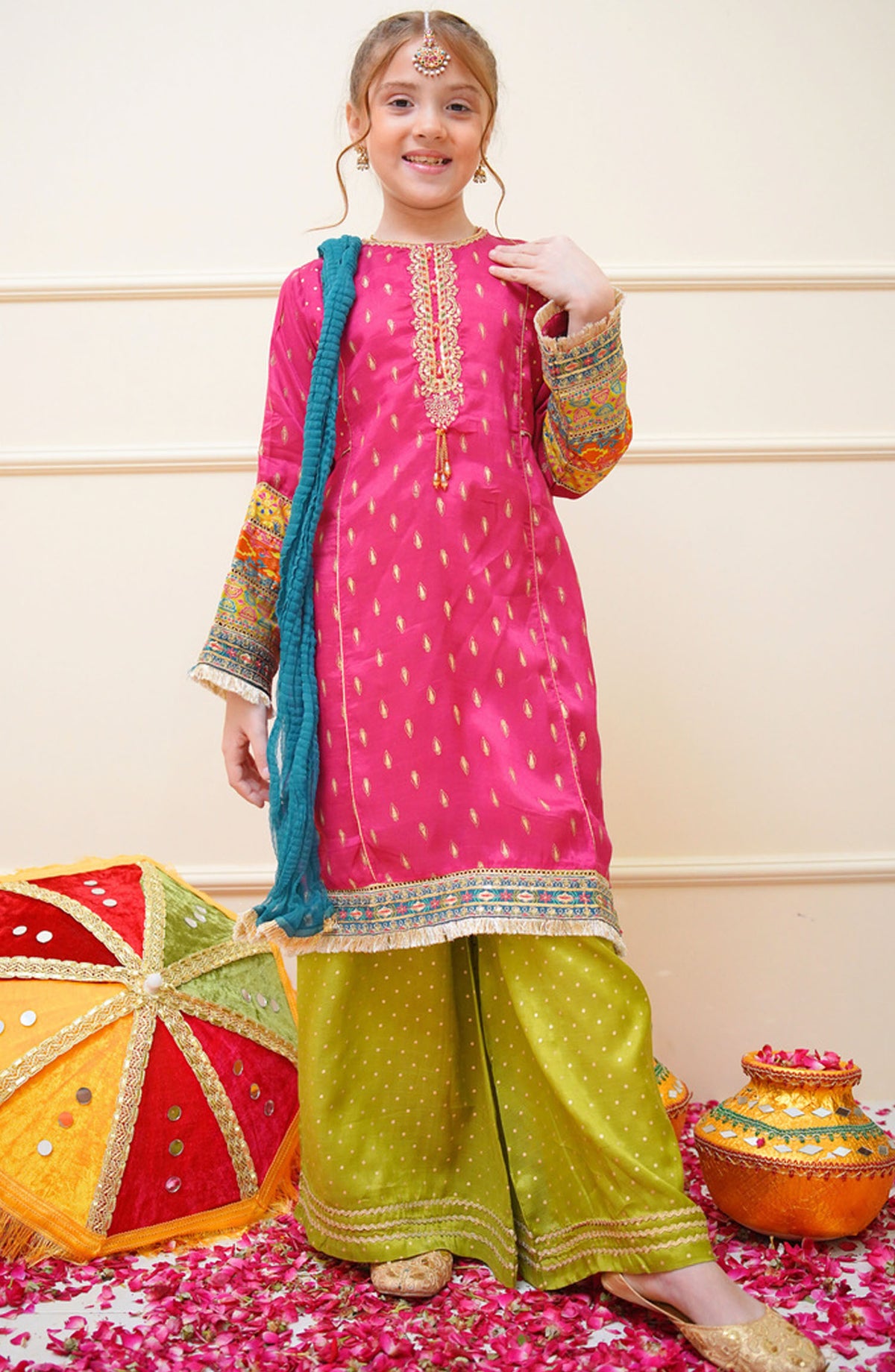 Shanzey Embroidered Raw Silk Stitched 3 Piece Suit - SHK-4501 - SHZ25SHES - Pink - Festive Collection