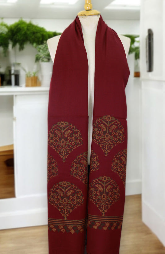 Amna Khadija Premium Wool Shawl - D-07 - 9601490 - AM25SHWL - Maroon - Winter Collection