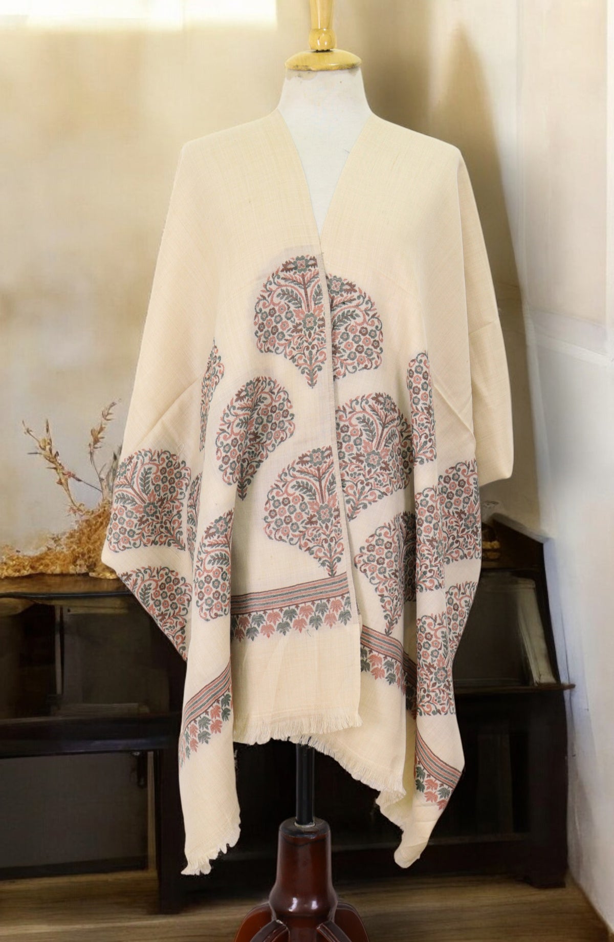 Amna Khadija Premium Wool Shawl - D-06 - 9601490 - AM25SHWL - Fawn - Winter Collection