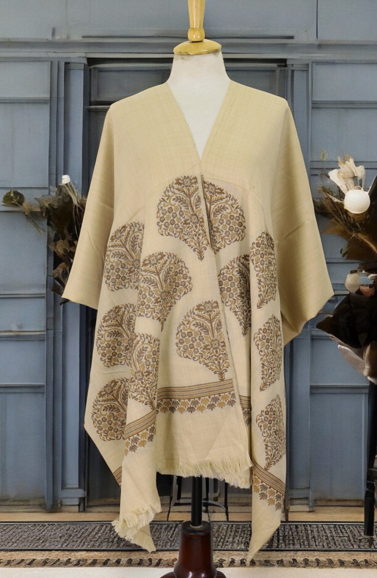 Amna Khadija Premium Wool Shawl - D-03 - 9601490 - AM25SHWL - Fawn - Winter Collection