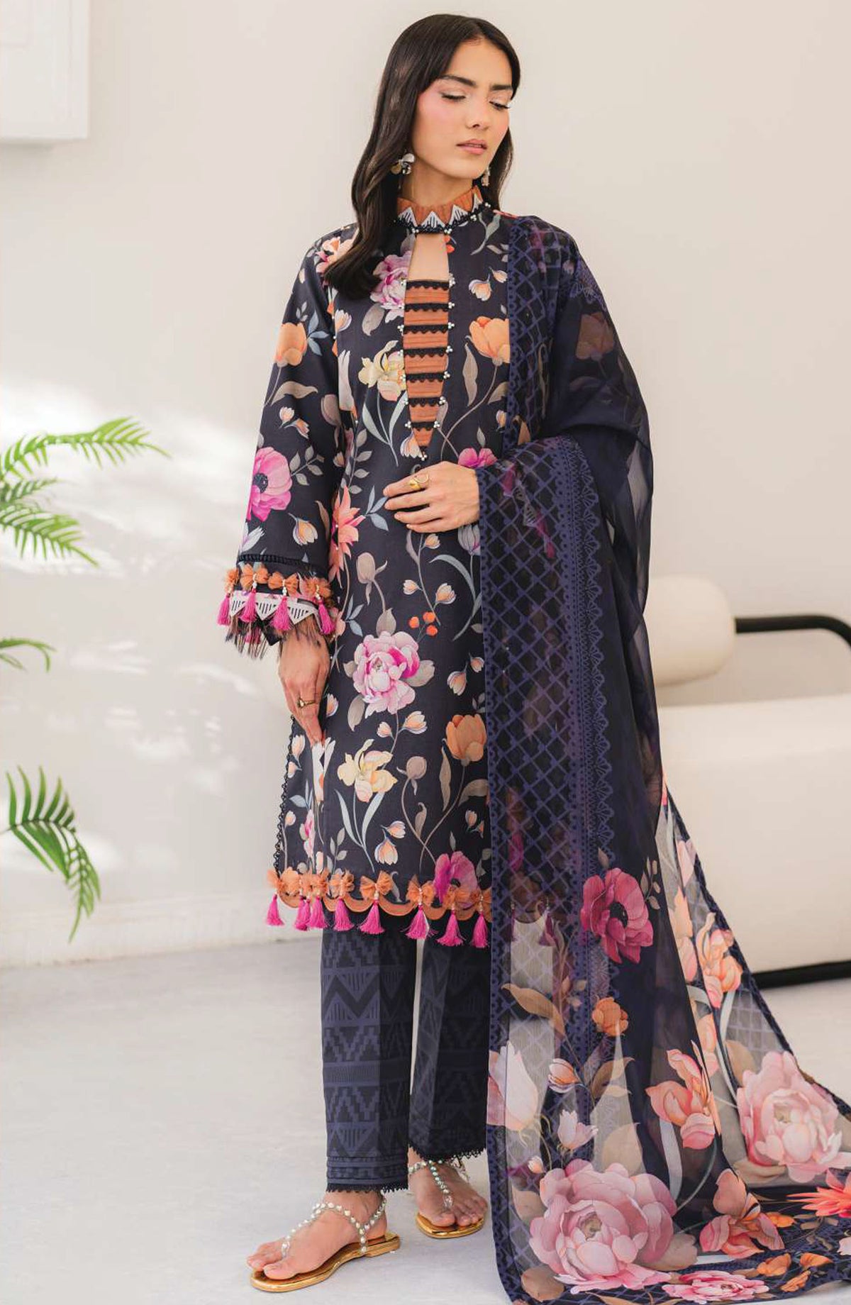 Sheen by Alizeh Printed Lawn Unstitched 3 Piece Suit - D-05 Plush - ALZ25SHEEN - Blue - Summer Collection