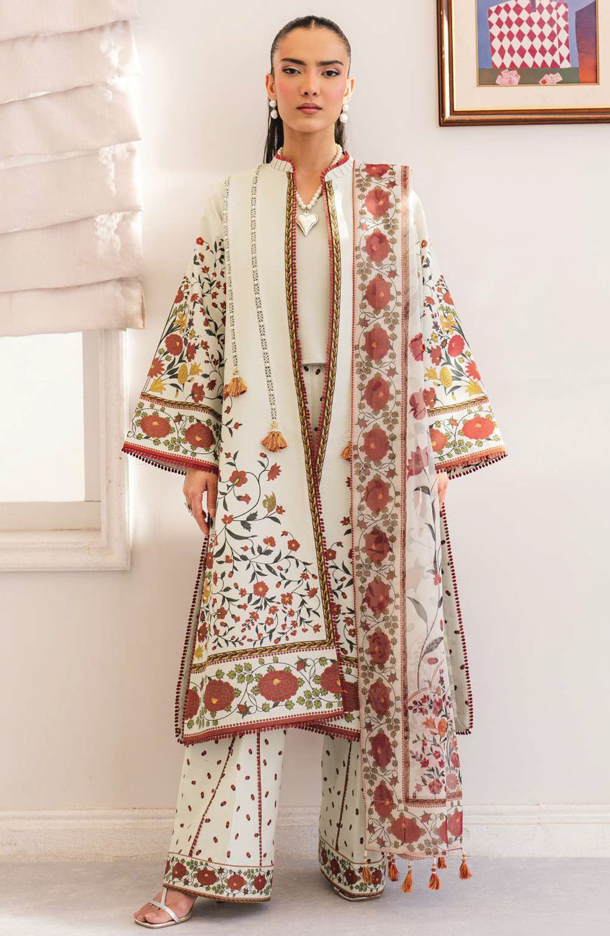 Sheen by Alizeh Printed Lawn Unstitched 3 Piece Suit - D-07 Zest - ALZ25SHEEN - Off White - Summer Collection