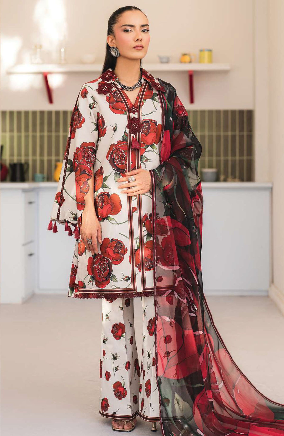Sheen by Alizeh Printed Lawn Unstitched 3 Piece Suit - D-09 Mish - ALZ25SHEEN - White - Summer Collection