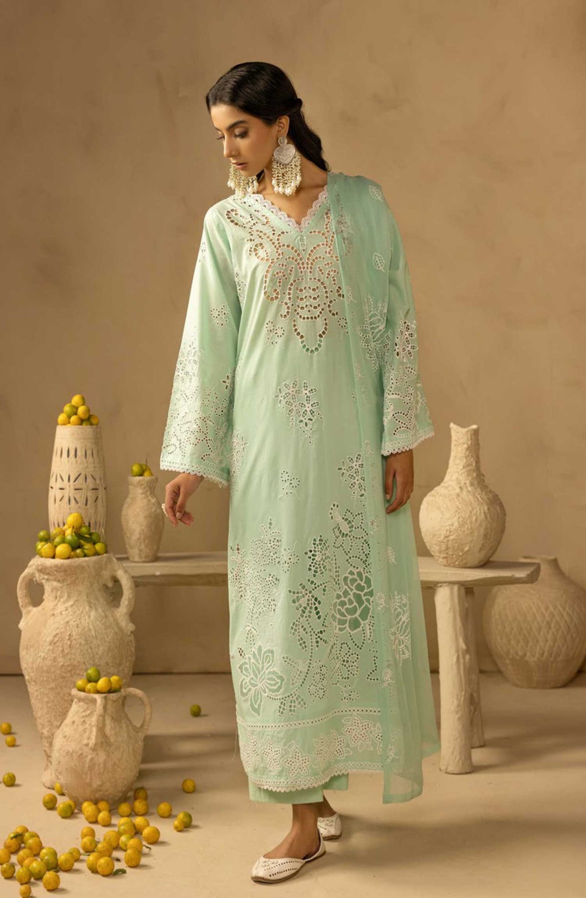 Khoobsurat Chikankari Lawn Unstitched 3 Piece - SK-30 - K25CL - Green - Summer Collection
