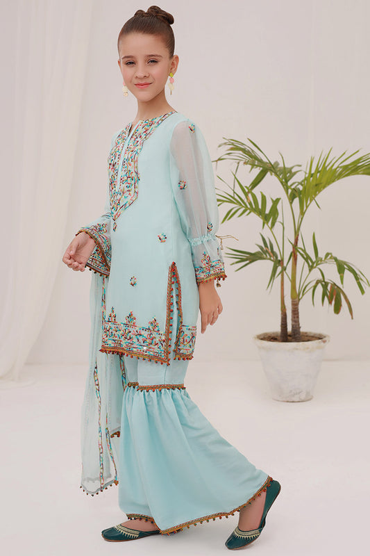 Merakish Kids Embroidered Chiffon Collection 2023 - Sky Blue