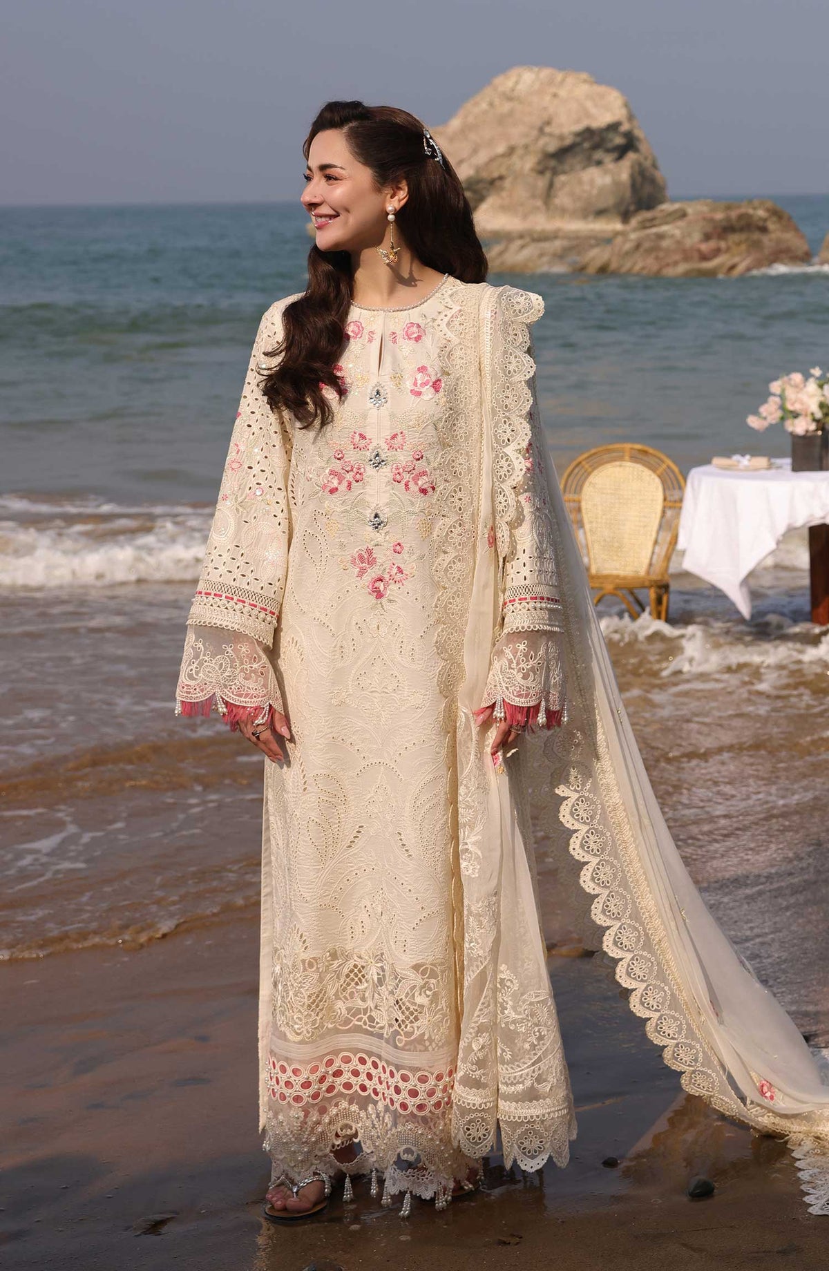 Hania by Serene Embroidered Lawn Unstitched 3 Piece - SL-76 IRHA - - Off White - Summer Collection