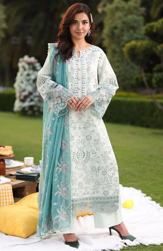 Hayam by Imrozia Embroidered Lawn Unstitched 3 Piece Suit - SL-88 Hiba - IMP25HELL - Blue - Luxury Summer Collection