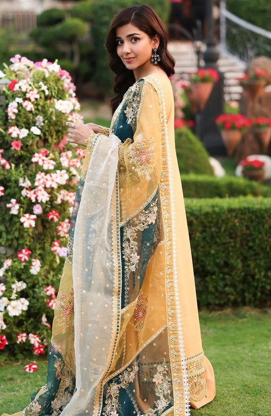 Hayam by Imrozia Embroidered Lawn Unstitched 3 Piece Suit - SL-92 Shakira - IMP25HELL - Mustard - Luxury Summer Collection