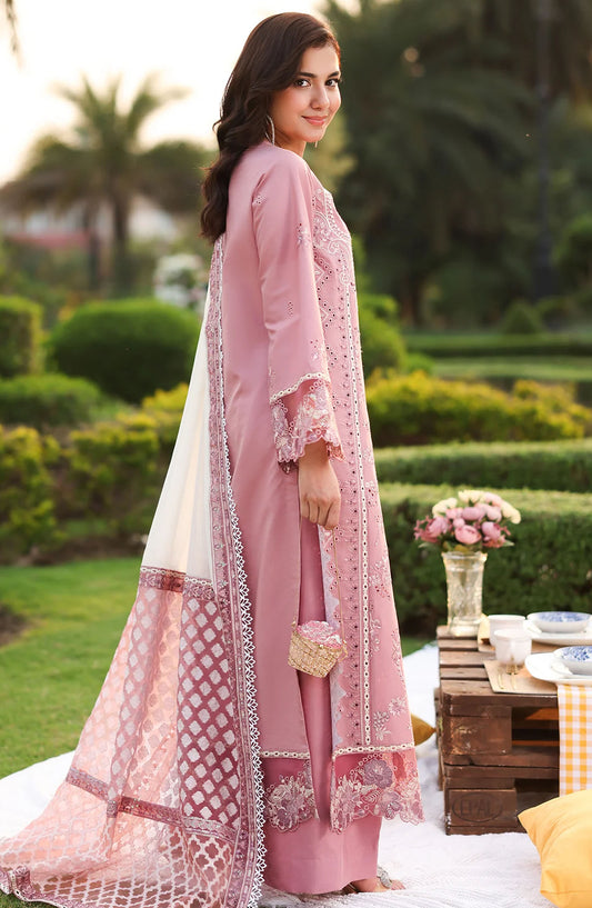 Hayam by Imrozia Embroidered Lawn Unstitched 3 Piece Suit - SL-93 Isra - IMP25HELL - Pink - Luxury Summer Collection