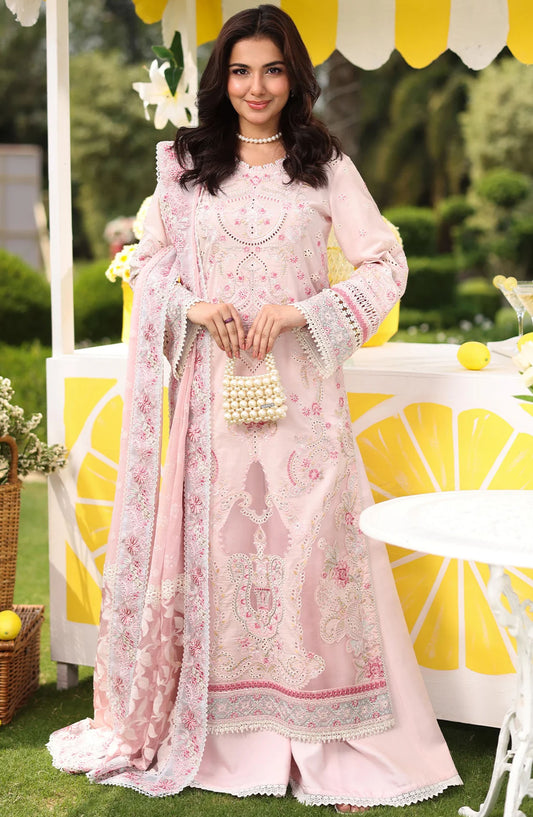 Hayam by Imrozia Embroidered Lawn Unstitched 3 Piece Suit - SL-94 Janan - IMP25HELL - Pink - Luxury Summer Collection